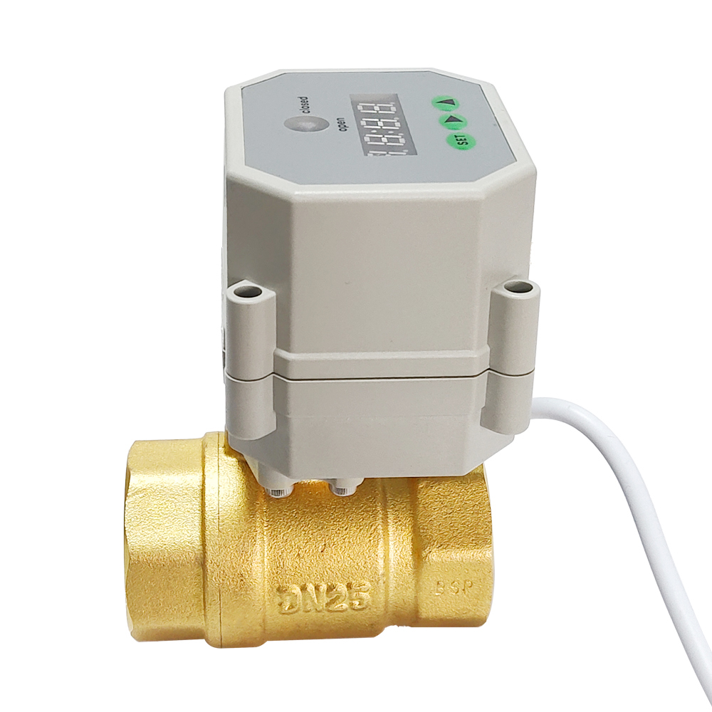 定时阀铜二通电动自动排水供水阀220V，AC/DC9-24V时间控制阀带3Nm执行器，定时智能控制阀